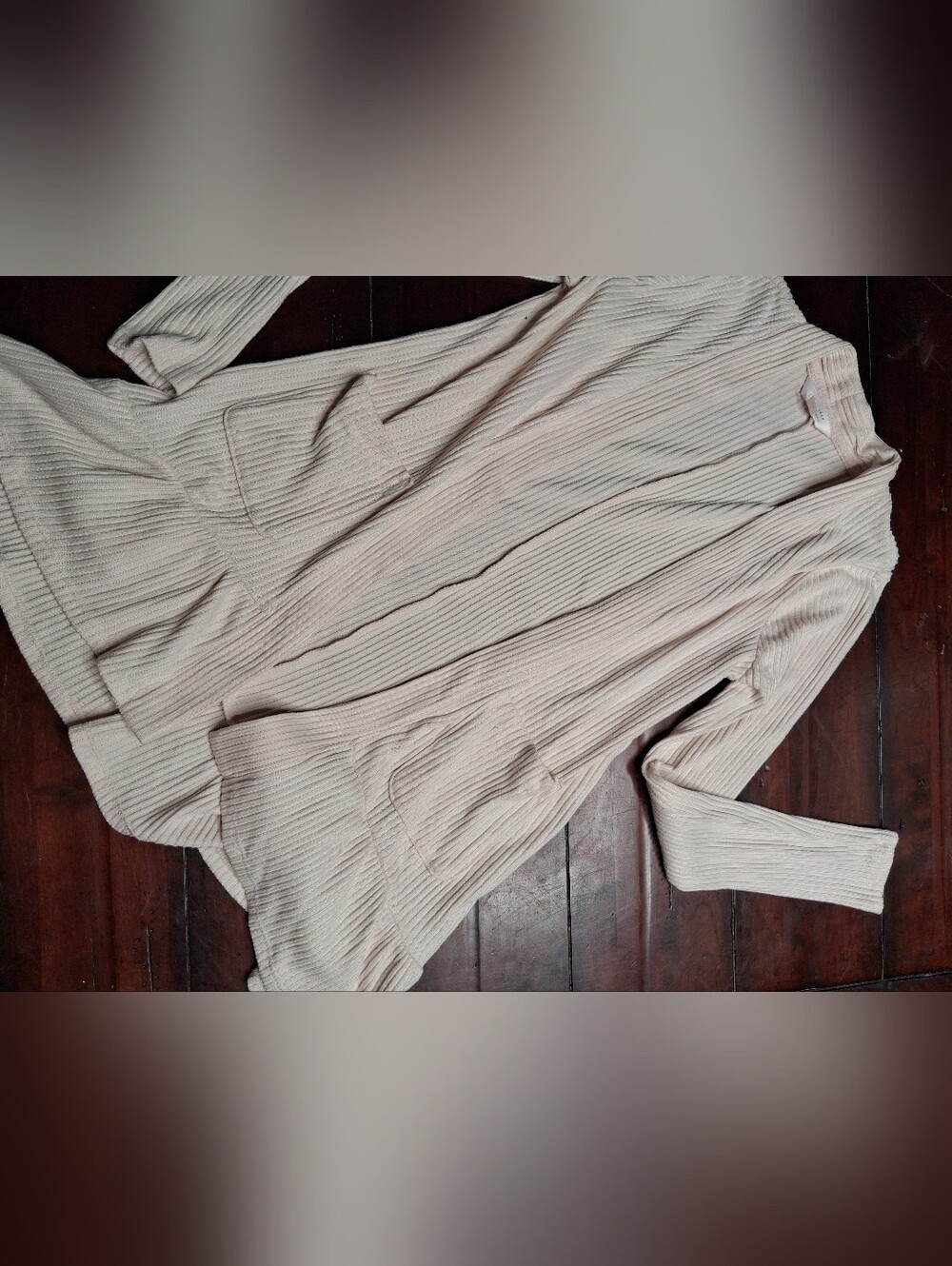 LC Lauren Conrad Ribbed Open Cardigan in Cream
